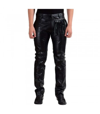 Men Motorcycle Leather Pant Gothic Genuine Night Club 